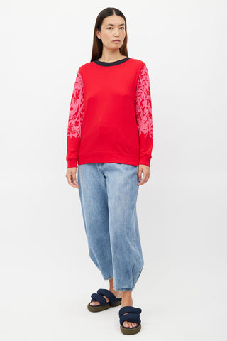 Dries Van Noten Red 
Pink Floral Print Top