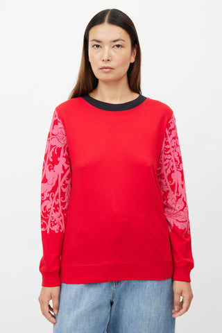 Dries Van Noten Red 
Pink Floral Print Top