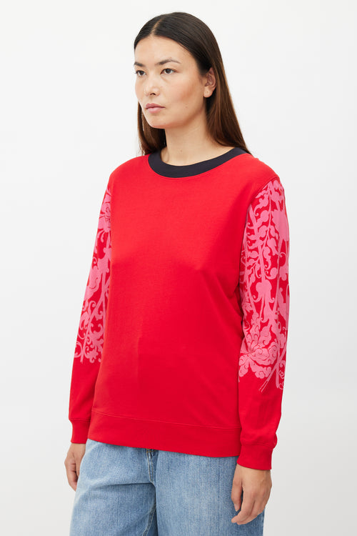 Dries Van Noten Red 
Pink Floral Print Top