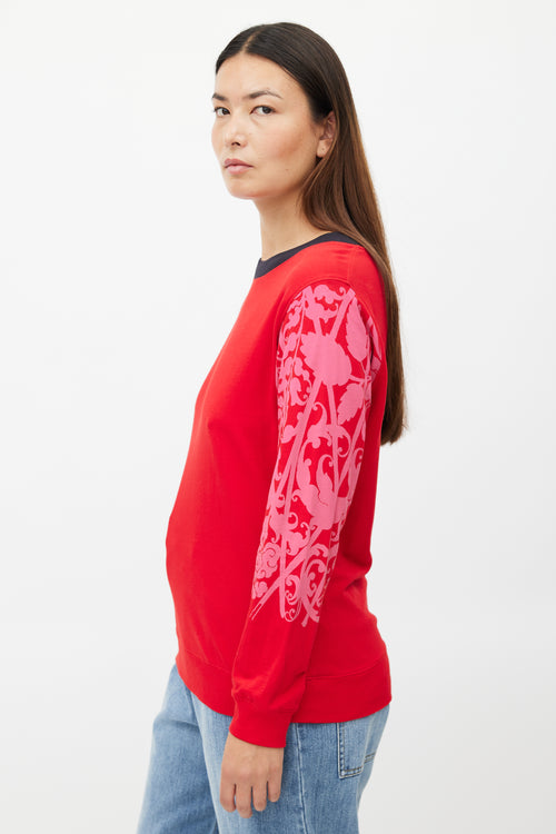 Dries Van Noten Red 
Pink Floral Print Top