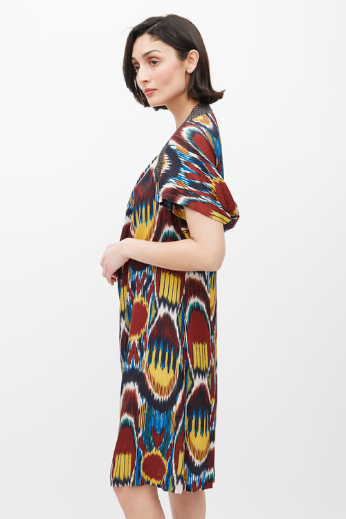 Dries Van Noten SS 2010 Multicolour Silk Printed Dress