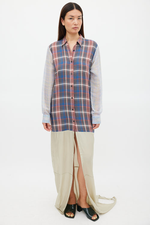 Dries Van Noten SS 2013 Blue 
Multicolour Plaid Layered Dress