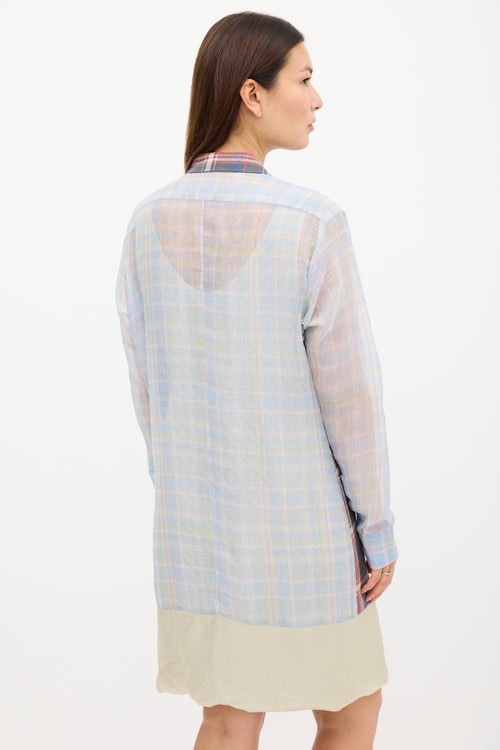 Dries Van Noten SS 2013 Blue 
Multicolour Plaid Layered Dress