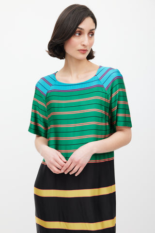 Dries Van Noten SS 2015 Gren 
Multicolour Striped Dress