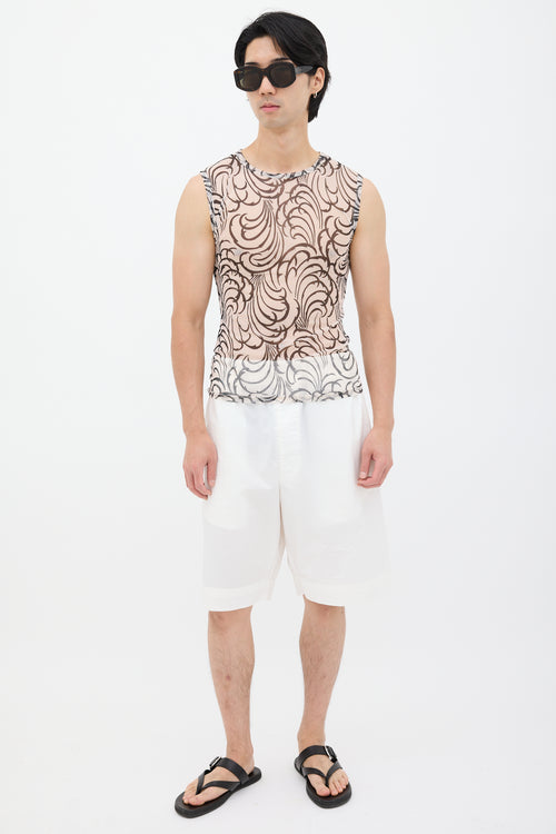 Dries Van Noten SS 2016 White 
Black Mesh Tattoo Tank Top