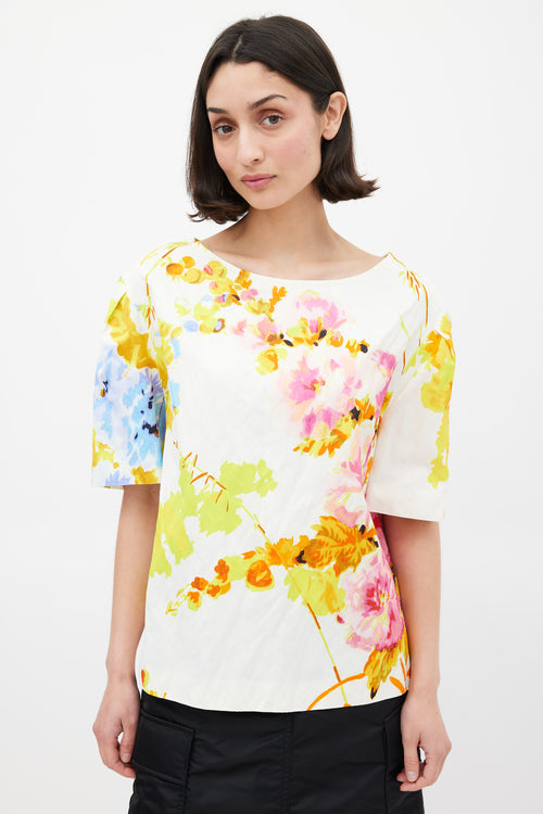 Dries Van Noten SS 2020 White 
Multicolour Floral Top