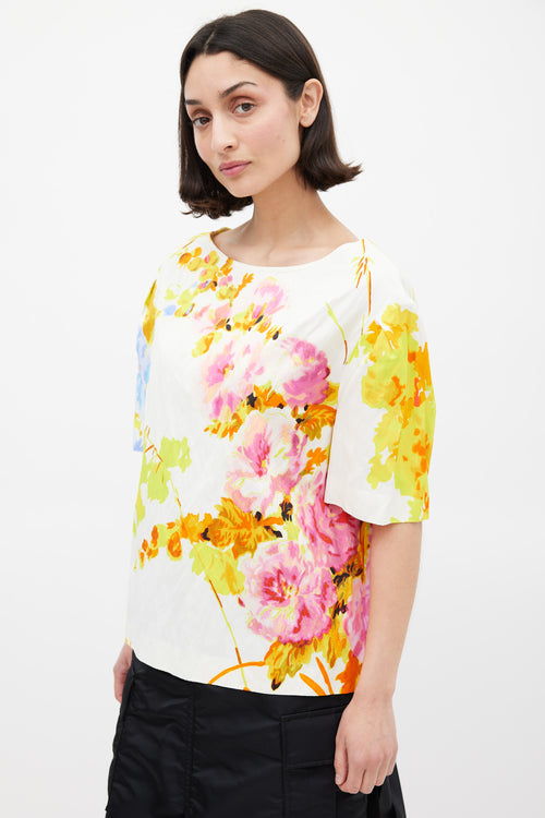 Dries Van Noten SS 2020 White 
Multicolour Floral Top