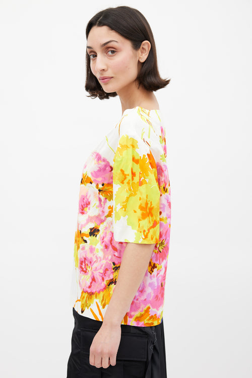 Dries Van Noten SS 2020 White 
Multicolour Floral Top