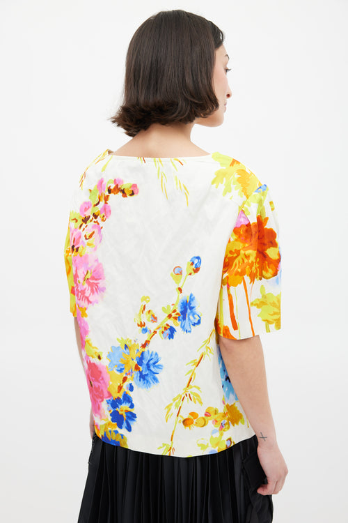 Dries Van Noten SS 2020 White 
Multicolour Floral Top