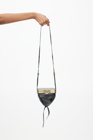 Dries Van Noten Vintage Black Leather 
Mirror Crossbody Bag