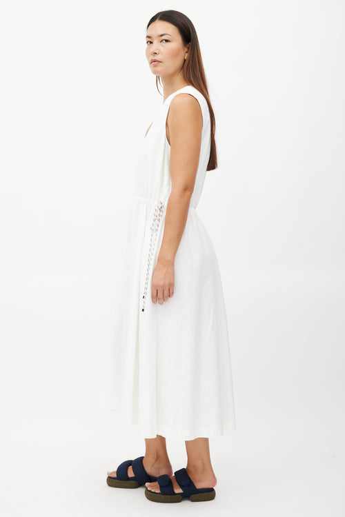 Dries Van Noten White Drawstring Maxi Dress