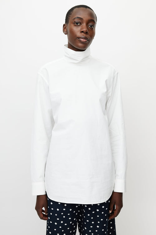 Dries Van Noten White High Collar Shirt