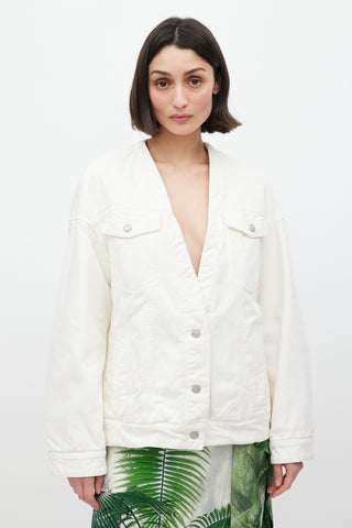 Dries Van Noten White Padded Denim Jacket