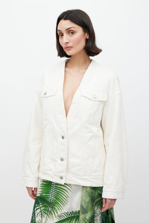 Dries Van Noten White Padded Denim Jacket