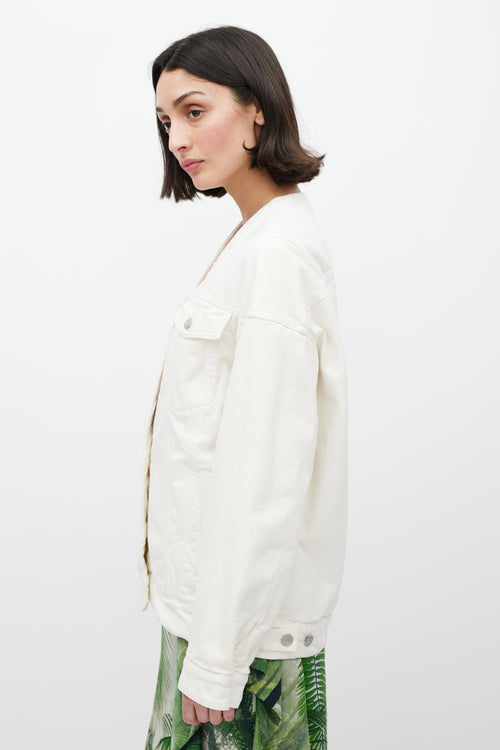 Dries Van Noten White Padded Denim Jacket