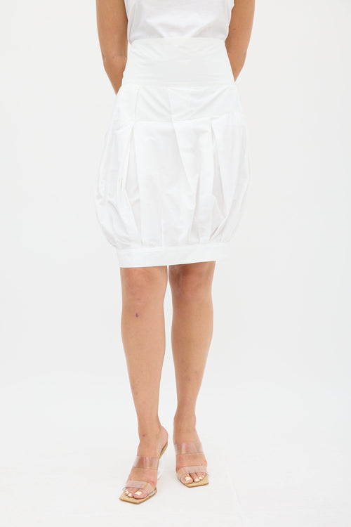 Dries Van Noten White Pleated Bubble Skirt