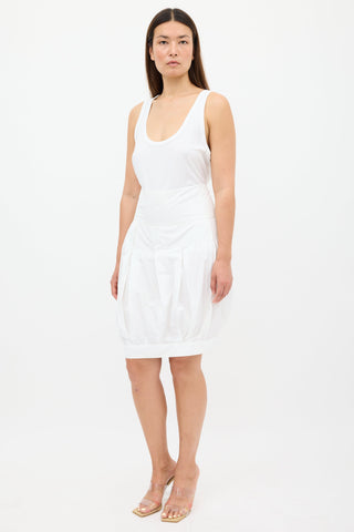 Dries Van Noten White Pleated Bubble Skirt