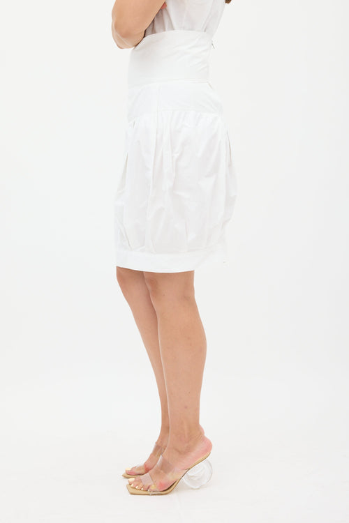 Dries Van Noten White Pleated Bubble Skirt