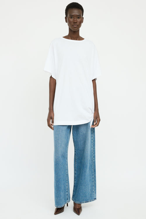 Dries Van Noten White Tie Hem Short Sleeve Top