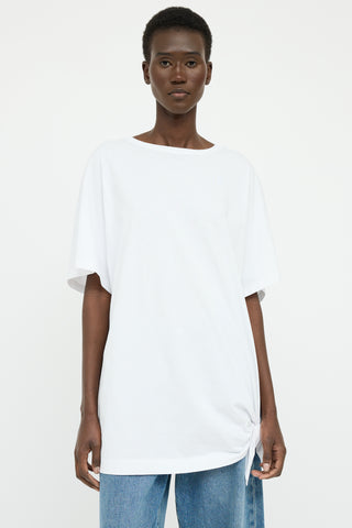 Dries Van Noten White Tie Hem Short Sleeve Top