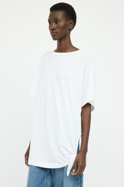 Dries Van Noten White Tie Hem Short Sleeve Top