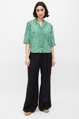 Dries Van Noten X Len Lye SS 2021 Green Wavy Stripe Shirt