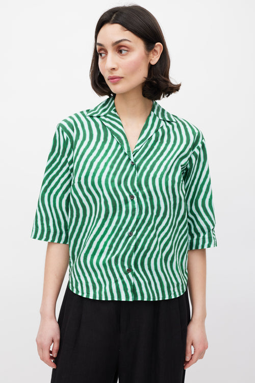 Dries Van Noten X Len Lye SS 2021 Green Wavy Stripe Shirt