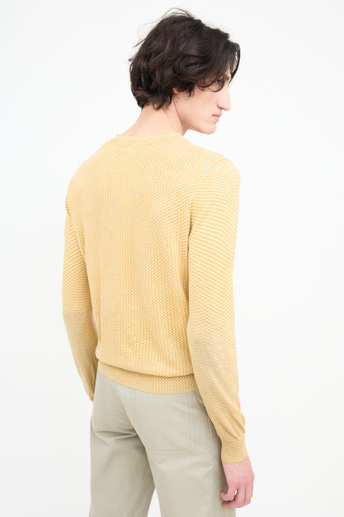 Dries Van Noten Yellow 
Brown Geometric V-Neck Sweater