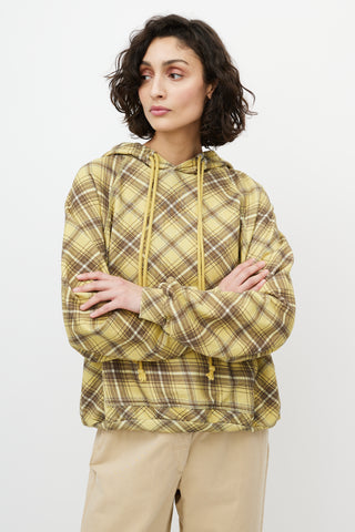 Dries Van Noten Yellow 
Grey Plaid Hoodie