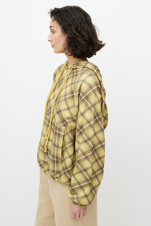 Dries Van Noten Yellow 
Grey Plaid Hoodie