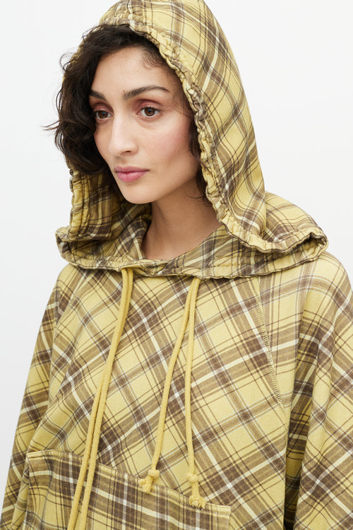 Dries Van Noten Yellow 
Grey Plaid Hoodie