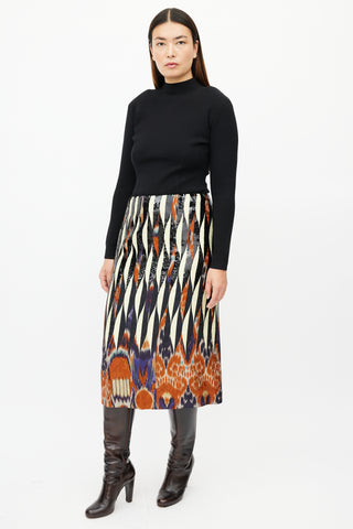 Dries Van Noten Yellow 
Multicolour Sequin Skirt