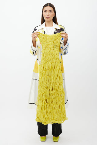 Dries Van Noten Yellow Silk Braided Scarf