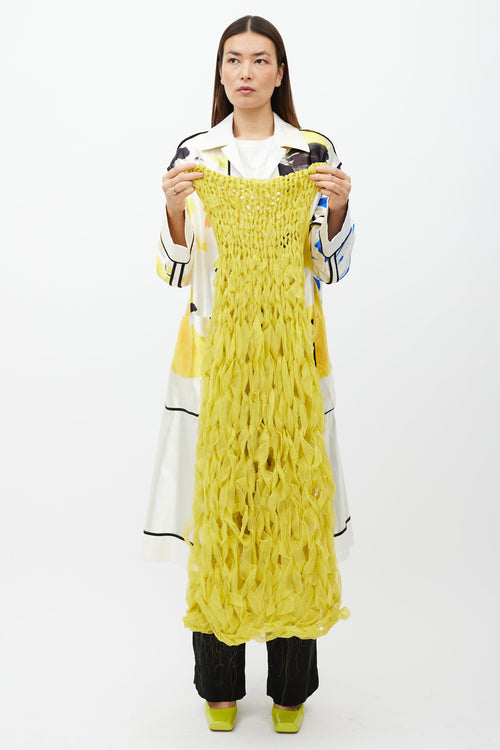 Dries Van Noten Yellow Silk Braided Scarf