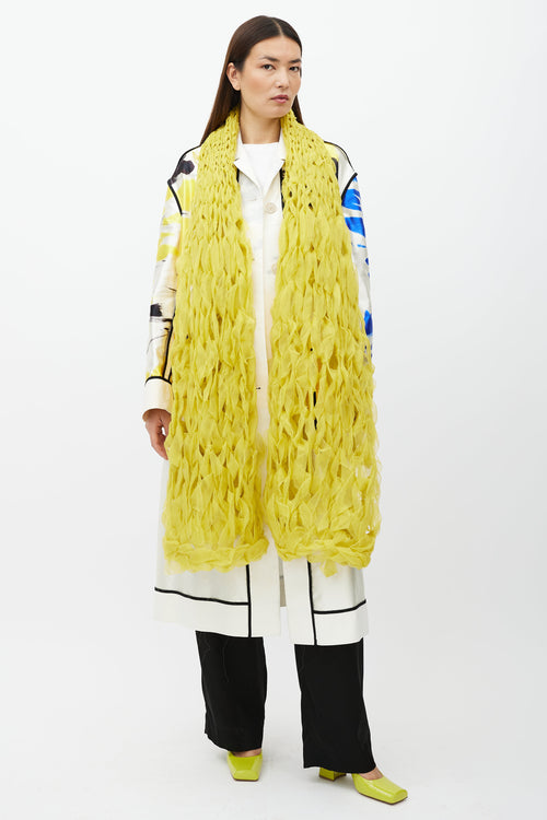 Dries Van Noten Yellow Silk Braided Scarf