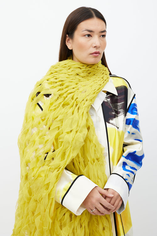 Dries Van Noten Yellow Silk Braided Scarf