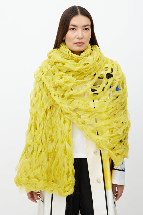 Dries Van Noten Yellow Silk Braided Scarf