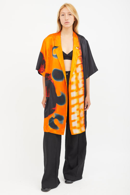 Dries Van Noten x Len Lye Orange 
Multicolour Wrap Cardigan