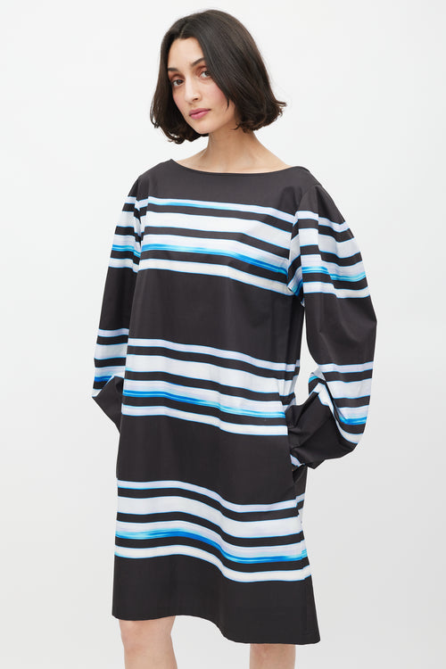 Dries Van Noten x Len Lye SS 2021 Black 
Blue Striped Dress