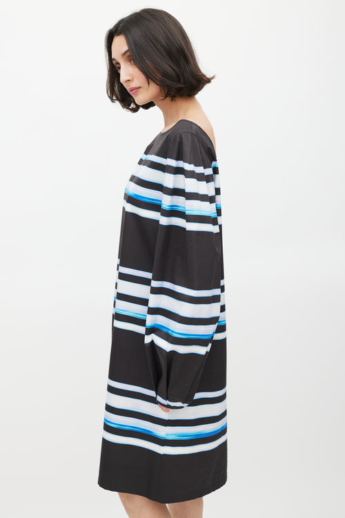 Dries Van Noten x Len Lye SS 2021 Black 
Blue Striped Dress