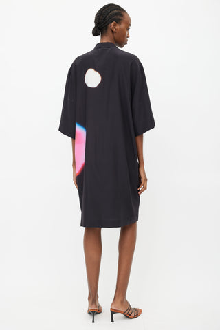 Dries Van Noten x Len Lye SS 2021 Black 
Red Silk Print Dress