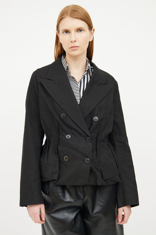 Dries Van Noten Black Cotton Linen Blazer