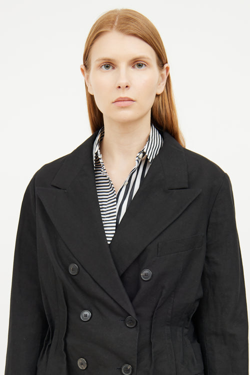 Dries Van Noten Black Cotton Linen Blazer