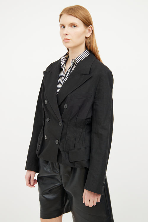 Dries Van Noten Black Cotton Linen Blazer