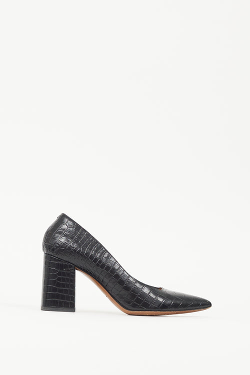 Dries Van Noten Black Embossed Leather Heel