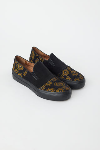 Dries Van Noten Black 
Gold Circle Slip On Sneaker