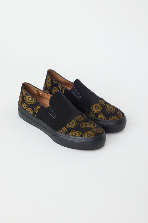 Dries Van Noten Black 
Gold Circle Slip On Sneaker