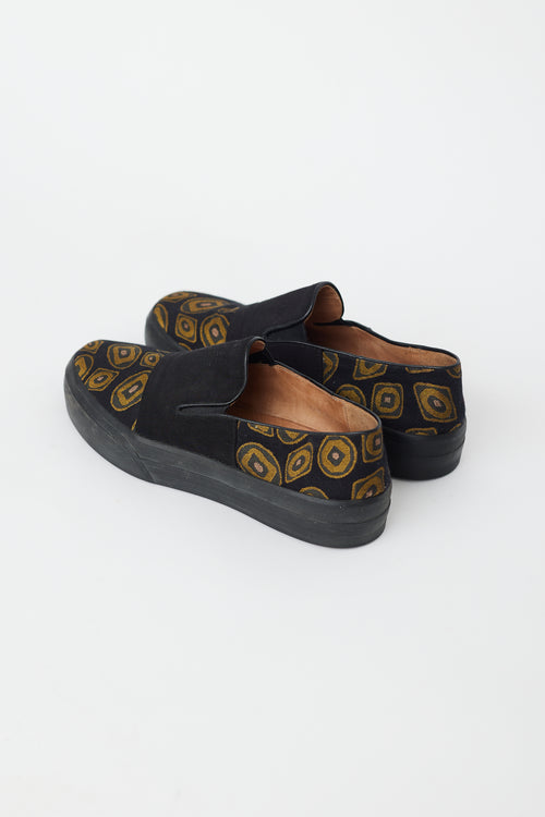 Dries Van Noten Black 
Gold Circle Slip On Sneaker