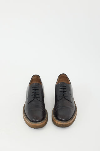 Dries Van Noten Black Leather Crepe Sole Derby