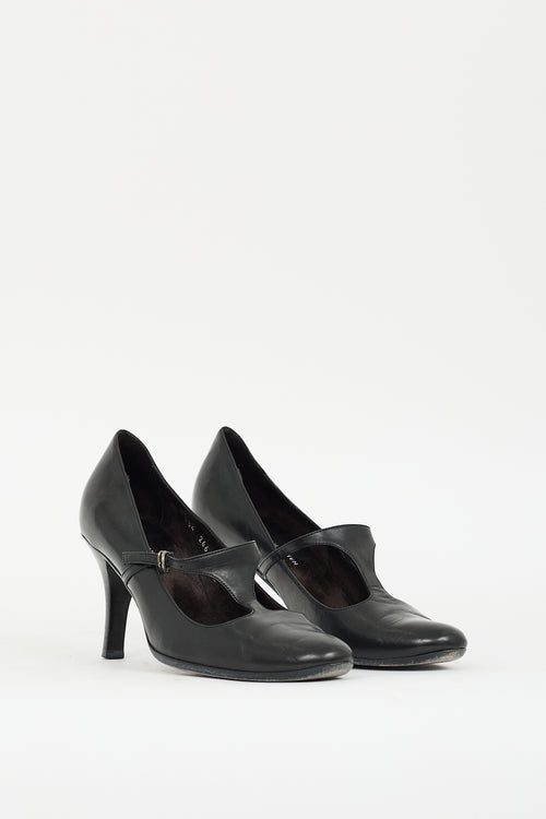 Dries Van Noten Black Leather Mary Jane Pump